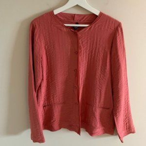 Eileen Fisher Rose Pink 100% Silk Button Down Blouse Size Small